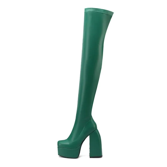 Women Green Purple Over The Knee Boots