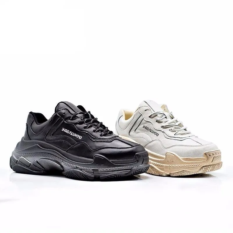 Women Sneakers Shoes Lace-up Urban Waxed Full Grain Leather Atheletic Women Shoes ft.Silver&Black Tones Oversize Outsole