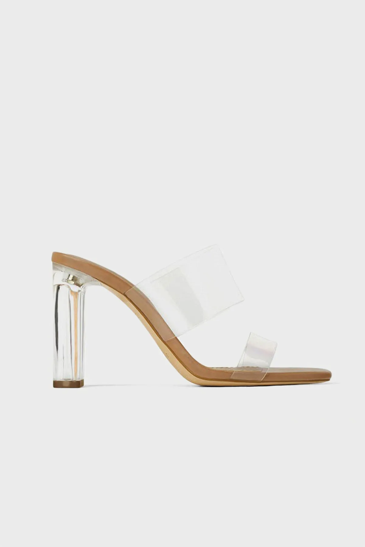 Women's Clear Heeled Sandals In Nude