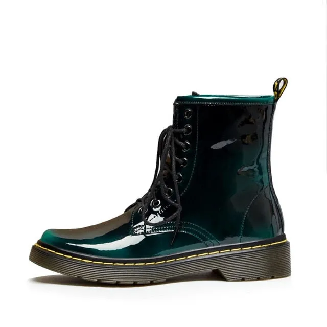 Women's Female Ankle Boots Shoes Winter Spring Genuine Leather Lace Up Shoes Punk Plus Riding Equestr