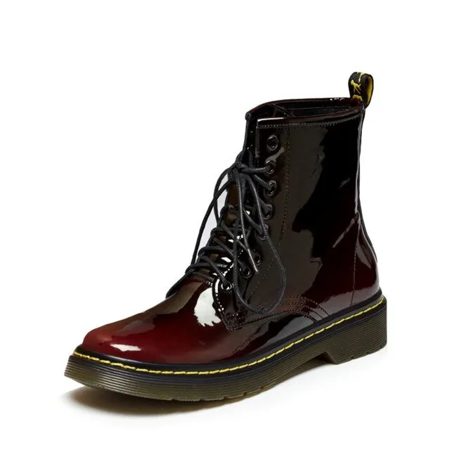 Women's Female Ankle Boots Shoes Winter Spring Genuine Leather Lace Up Shoes Punk Plus Riding Equestr