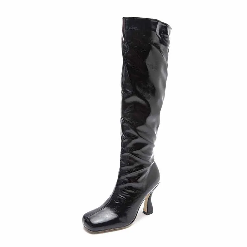 Women's PU Heeled Fashion Boots Long Party Party Boots