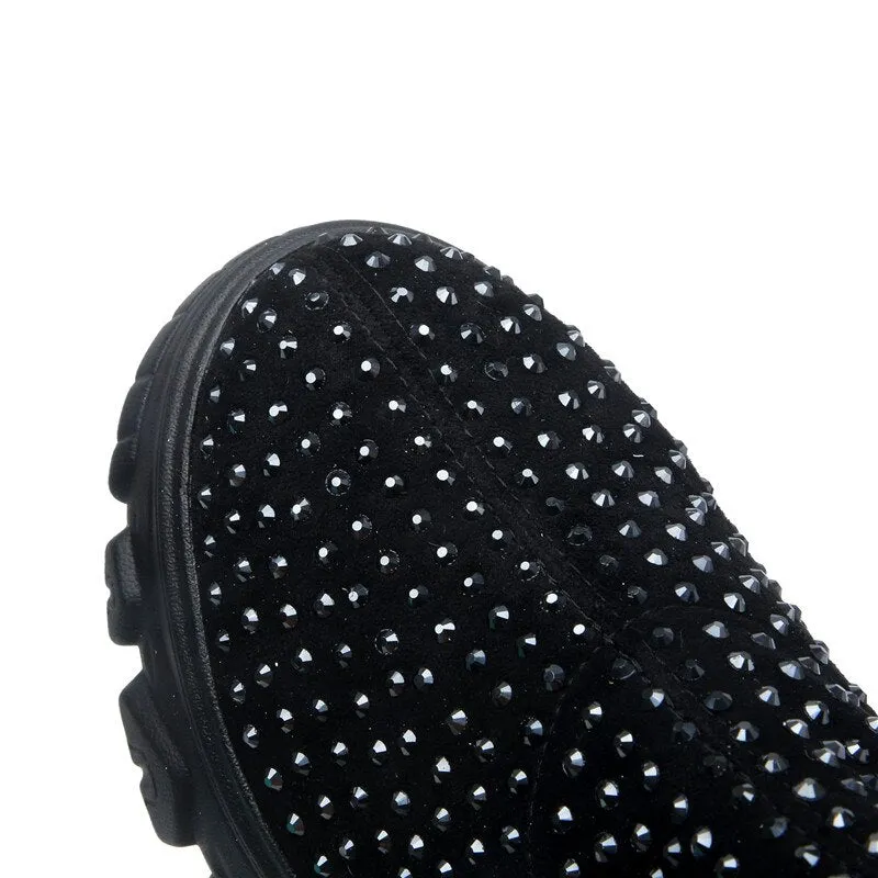 Women's Winter Boots Rhinestone Women Platform Boot  Fashion Stretch Warm Thick Sole Ladies Chunky Shoes Big Size