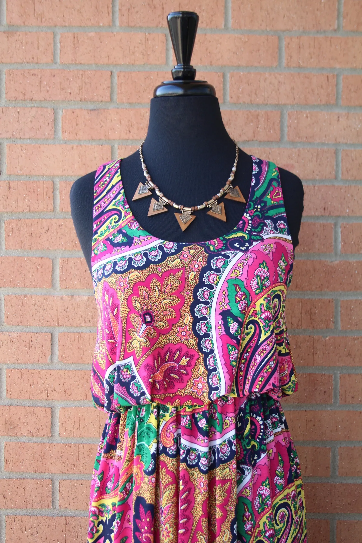 Yahada | Paisley Maxi Dress Razorback Fuchsia