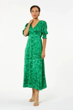 Zibi London Heida Green Printed Dress